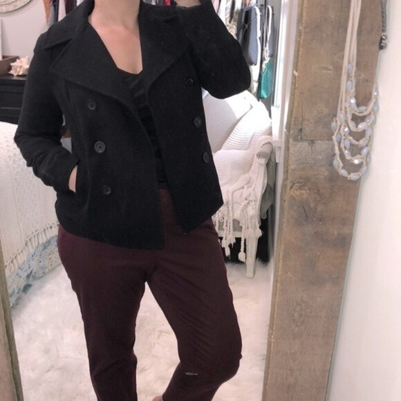 OLD NAVY size small black wool blend blazer coat - Picture 2 of 6